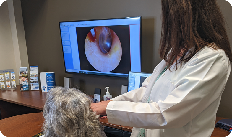 Close up image of the inside of a ear exam